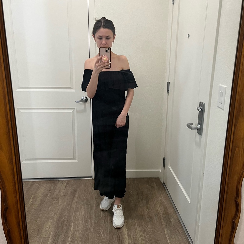 Black Off-the-Shoulder Midi Dress